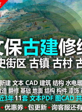 古建筑修复修缮保护设计方案文本施工图CAD历史街区古街古村古镇