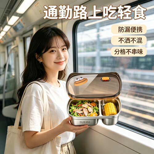 04不锈钢分格餐盘便当盒