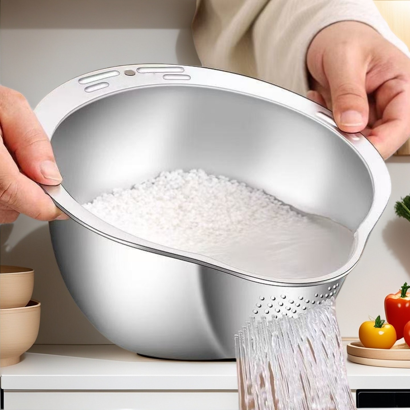 加深！多功能不锈钢淘米水果沥水篮厨房家用洗米淘米神器洗菜盆,餐饮具,洗菜盆/沥水篮/漏水筛,淘宝优惠券,粉丝福利购,淘宝优惠卷
