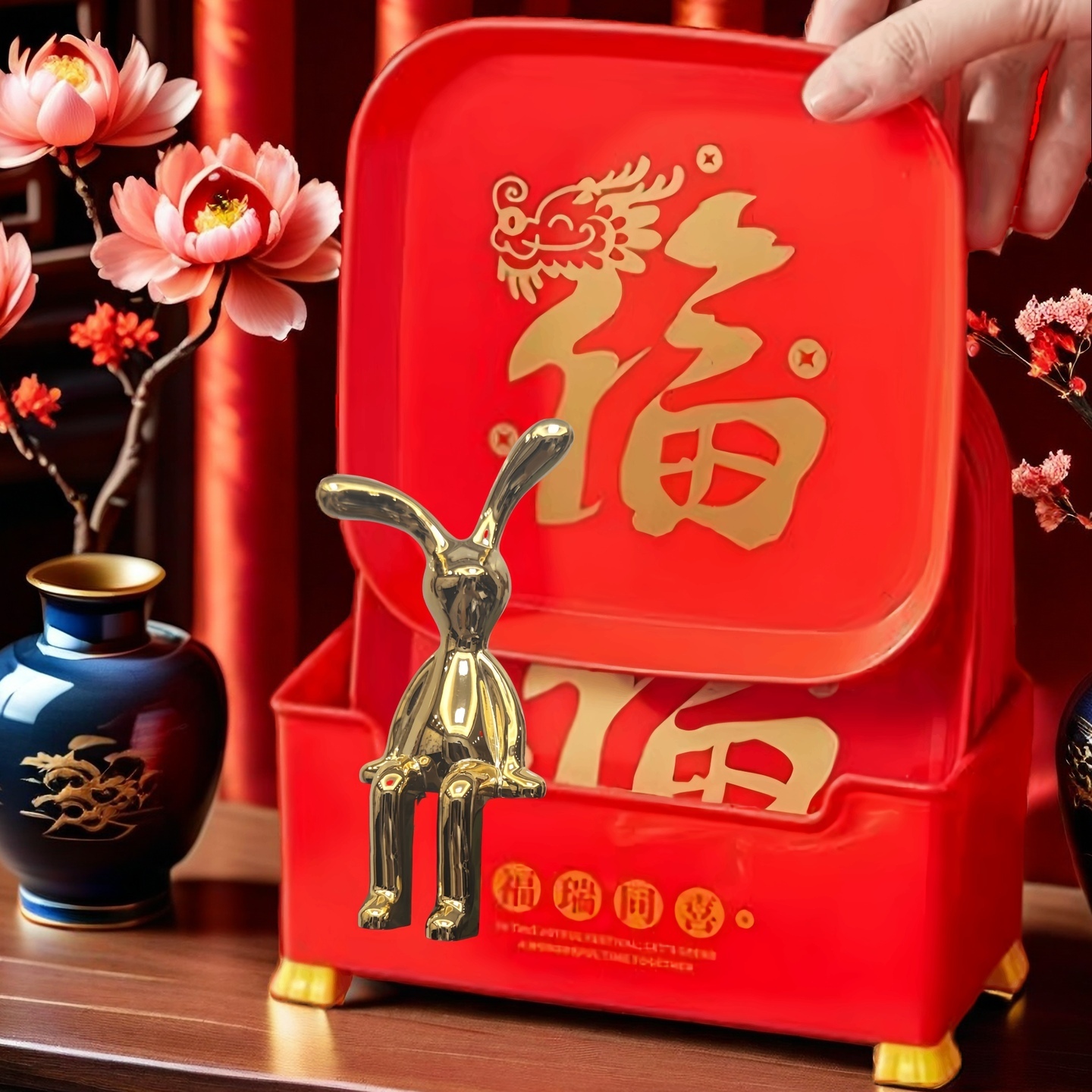 福气满满！乔迁过年用品小果盘新款骨碟吐骨头盘碟家用新款点心盘