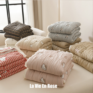 韩式 A类纯棉泡芙被十层纱保暖春秋一体被芯可机洗纱布糯糯懒人被