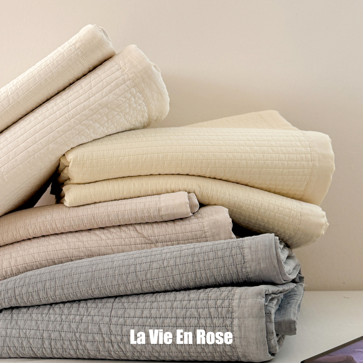 韩国60支床盖极简直条绗缝韩国砂洗染色双面全棉纯棉榻榻米炕盖