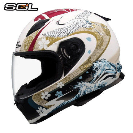 中国台湾SOL卡丁车踏板摩托车头盔SF-2M浮世绘女士机车仙鹤全盔