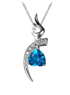 沁缘爱之魂925银项链蓝色项坠