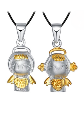 沁缘情侣项链吊坠礼物银饰品