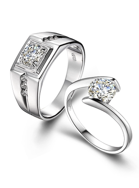 沁缘925银情侣戒指可刻字仿真