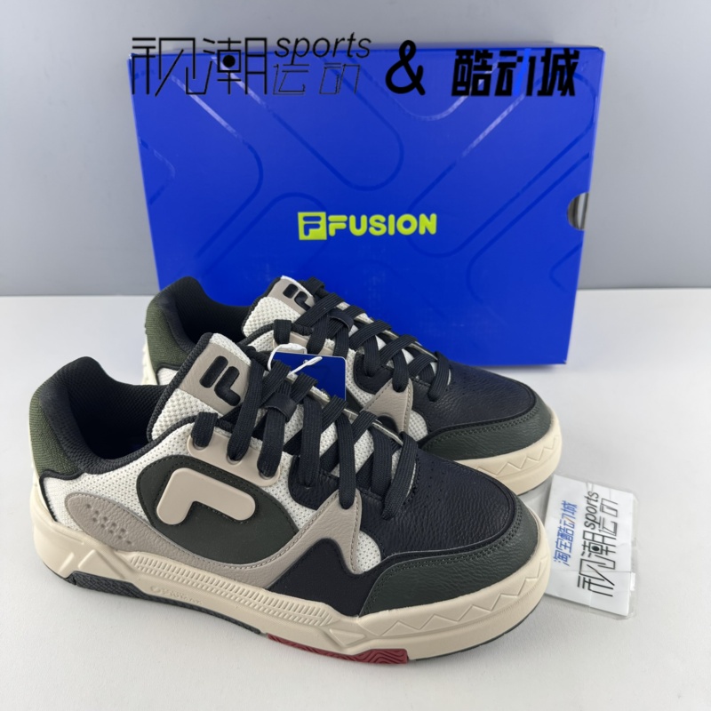 FILA斐乐潮牌 Bank DX 白黑男舒适休闲低帮滑板鞋T12M342206FTB