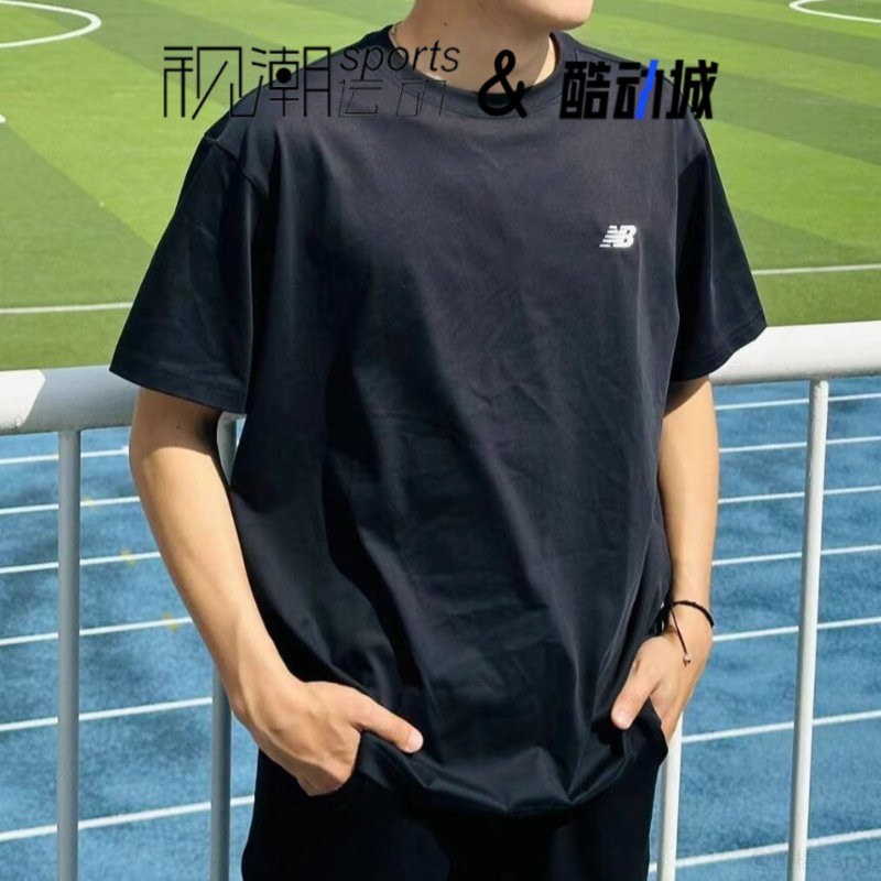 NB黑色男女运动休闲针织短袖T恤