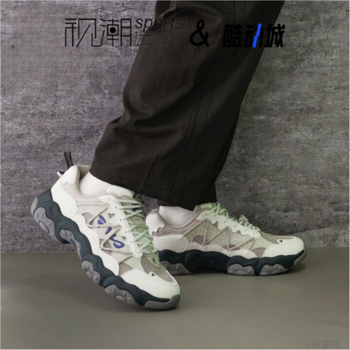 斐乐猫爪6白灰轻便增高老爹鞋