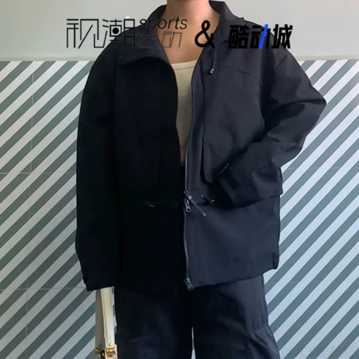 NB黑色百搭休闲工装夹克梭织外套