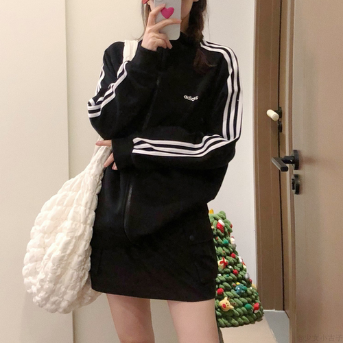 Adidas黑色男女针织夹克外套