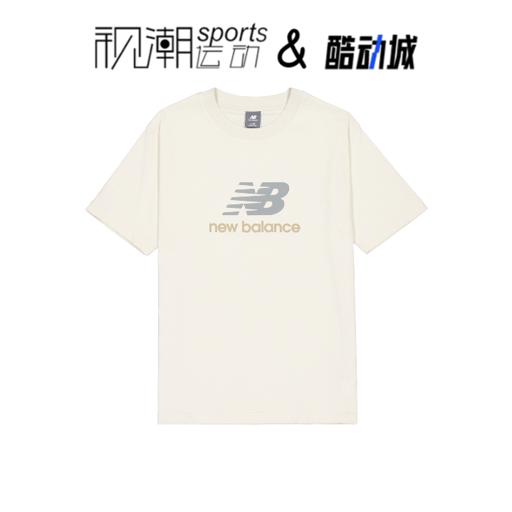 NB淡亚麻印花圆领休闲短袖T恤