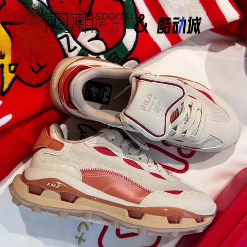 斐乐叠叠鞋白橙男耐磨运动休闲鞋