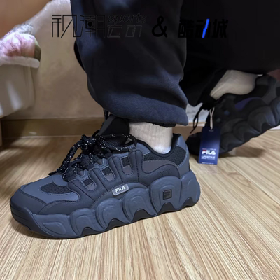 斐乐可颂面包鞋黑灰色跑步老爹鞋