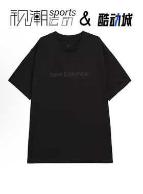 New Balance NB 纯黑色男舒适百搭圆领字母印花短袖T恤MT41559-BK