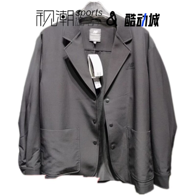 New Balance NB 黑色男女休闲百搭梭织西装夹克外套5AD37021-BK