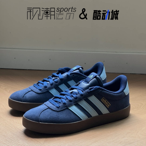 阿迪达斯VLCOURT3蓝色休闲德训鞋