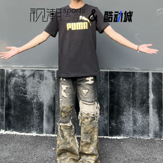 彪马黑色短袖T恤运动休闲圆领