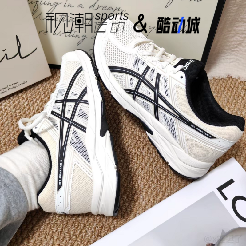 Asics亚瑟士GEL-Contend4米白黑女子缓震透气运动跑步鞋T8D9Q-112