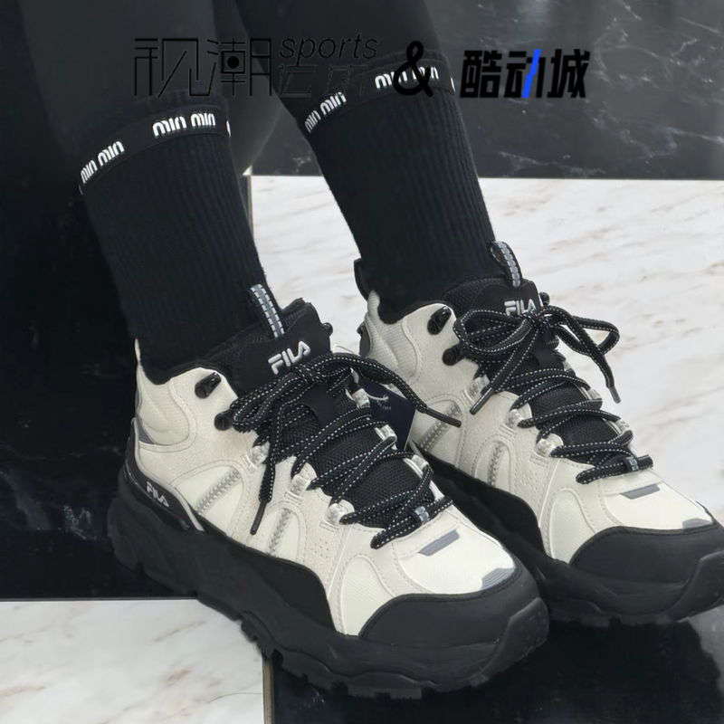 FILA斐乐满天星米色女子厚底保暖老爹鞋运动休闲鞋F12W442113FTB