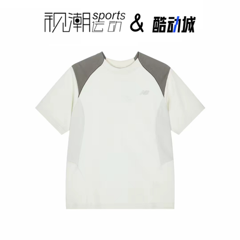 NB白色短袖T恤拼接宽松运动休闲