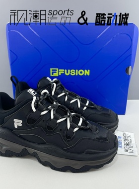 FILA斐乐熔岩鞋 黑色男复古厚底增高运动休闲老爹鞋T12M241201FBK