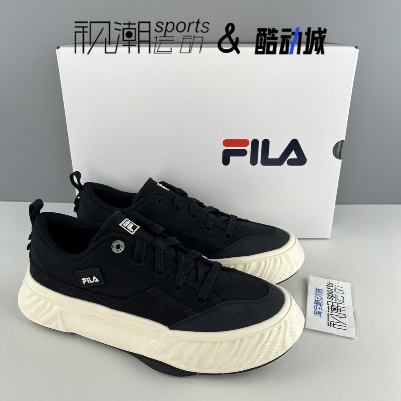 斐乐川行鞋黑色男轻便低帮帆布鞋