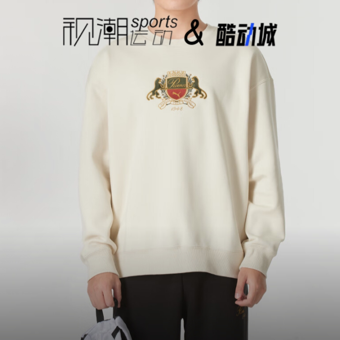 彪马米白色卫衣舒适百搭圆领休闲