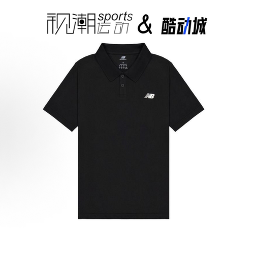 NewBalanceSS25黑色短袖POLO衫