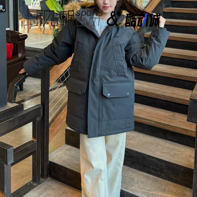 NB黑灰羽绒服中长款百搭运动休闲