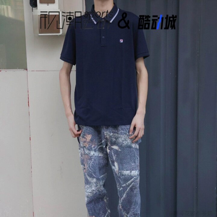 斐乐传奇蓝男简约透气商务POLO衫