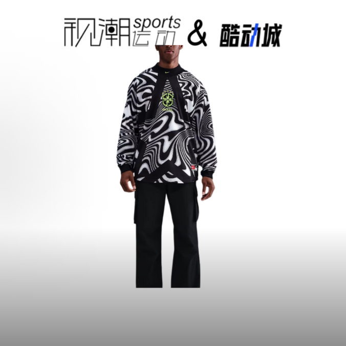 Nike耐克 黑白男款巴西队足球守门员运动长袖足球服IO0795-010