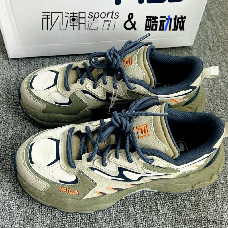 斐乐蕨草鞋绿灰男耐磨休闲老爹鞋