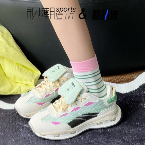 斐乐叠叠鞋绿白女舒适运动休闲鞋