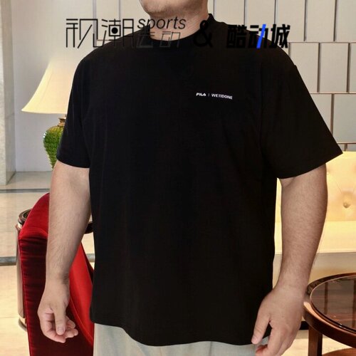斐乐×WE11DONE深黑圆领短袖T恤