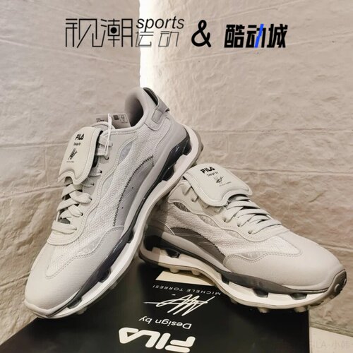 斐乐叠叠鞋银灰色简约透气休闲鞋
