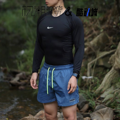 耐克黑色长袖T恤健身跑步训练服