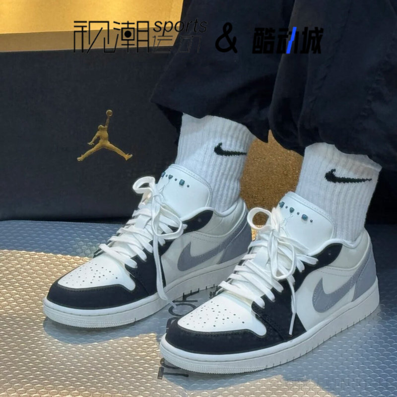 Air Jordan 1 Low AJ1白灰黑男缓震耐磨防滑复古篮球鞋IO2242-101