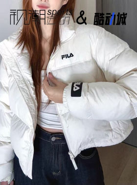 FILA斐乐 水乳白女子短款立领防风保暖羽绒面包服F51W349901FIV