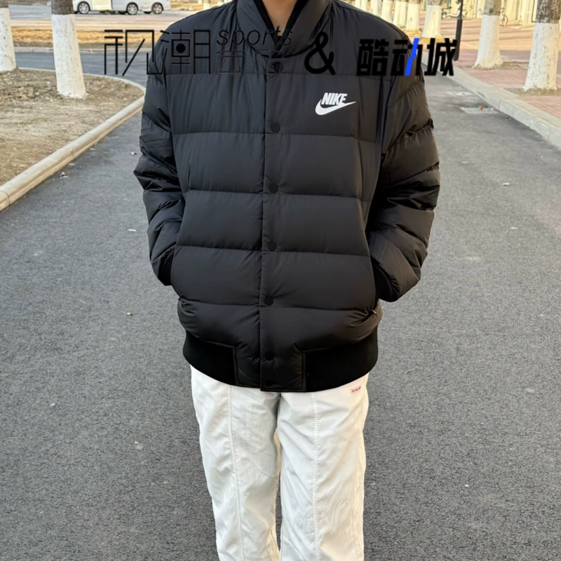 耐克黑色面包羽绒服防风保暖外套