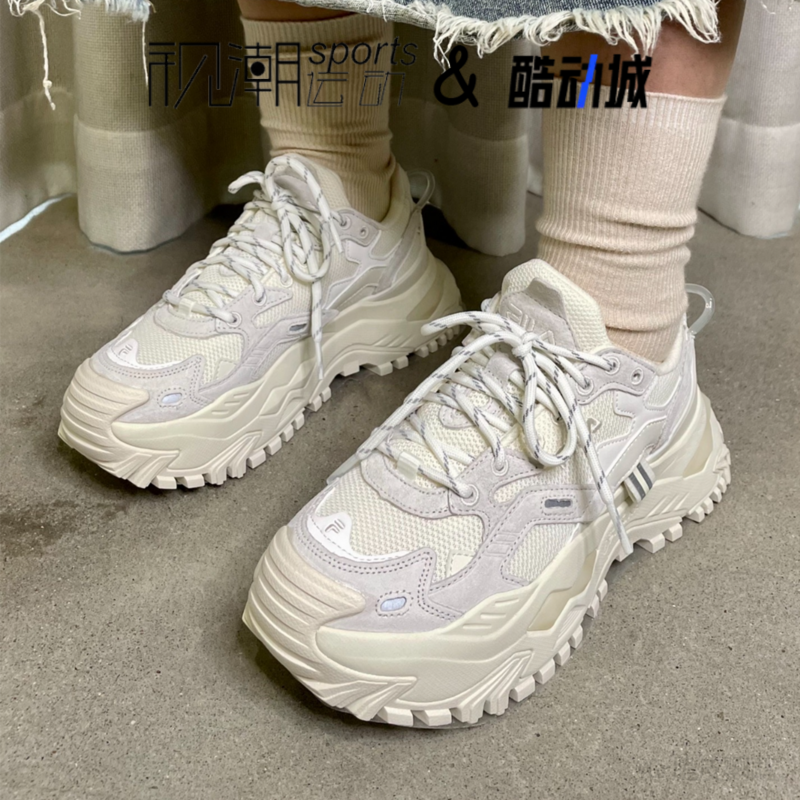 FILA斐乐潮牌硬糖鞋 棉花糖银女厚底休闲运动老爹鞋T12W135211FMM