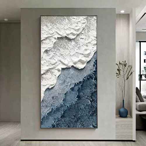 现代简约玄关挂画奶油风客厅壁画肌理风高级感沙发背景墙