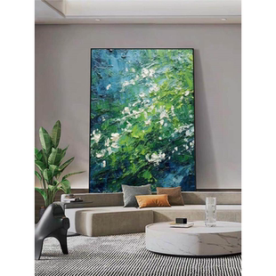抽象艺术客厅油画绿色肌理画高级感现代简约沙发餐厅背景墙装饰画
