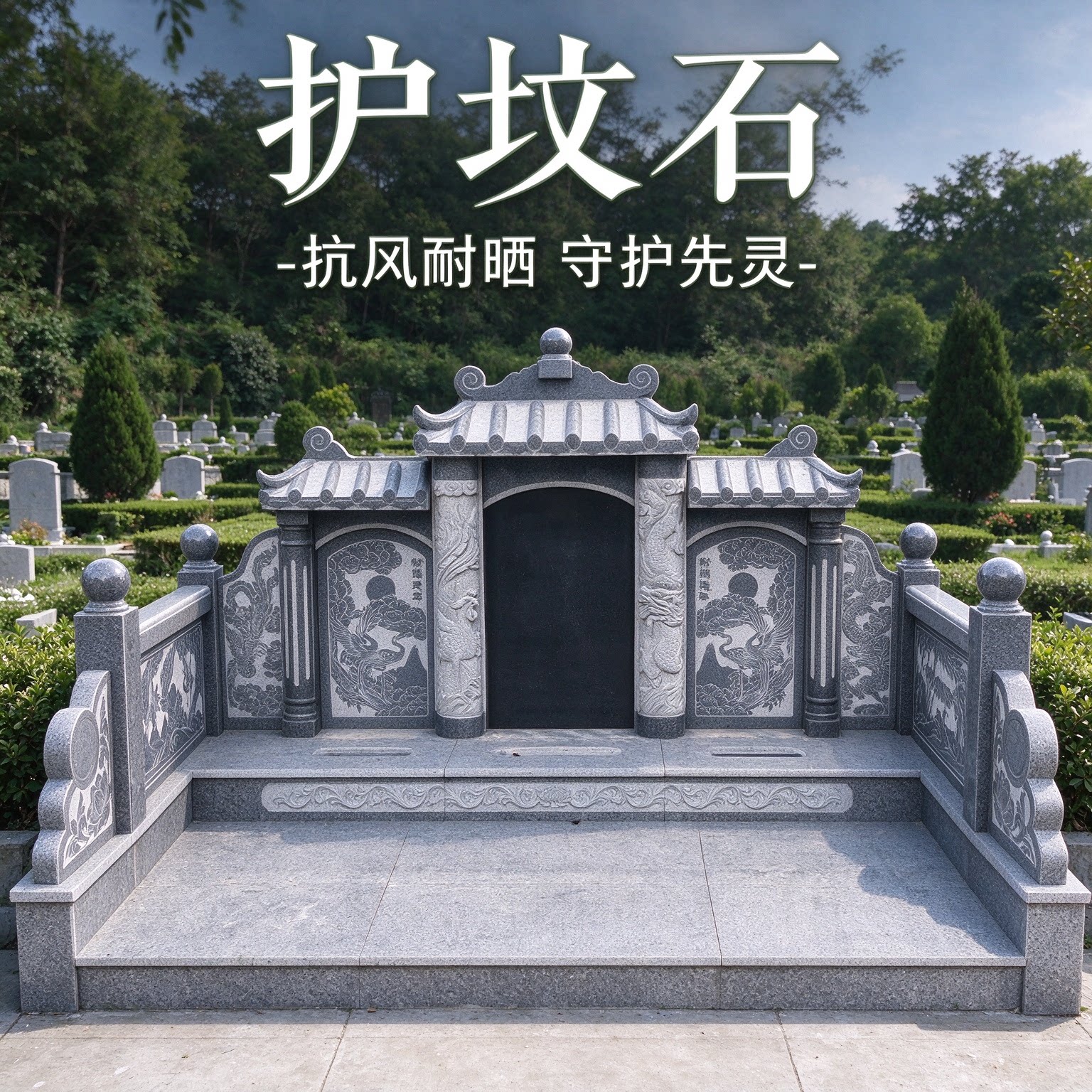 护坟石花岗岩围坟石定制墓护坟石墓围挡石墓圈石包坟石坟套可刻字