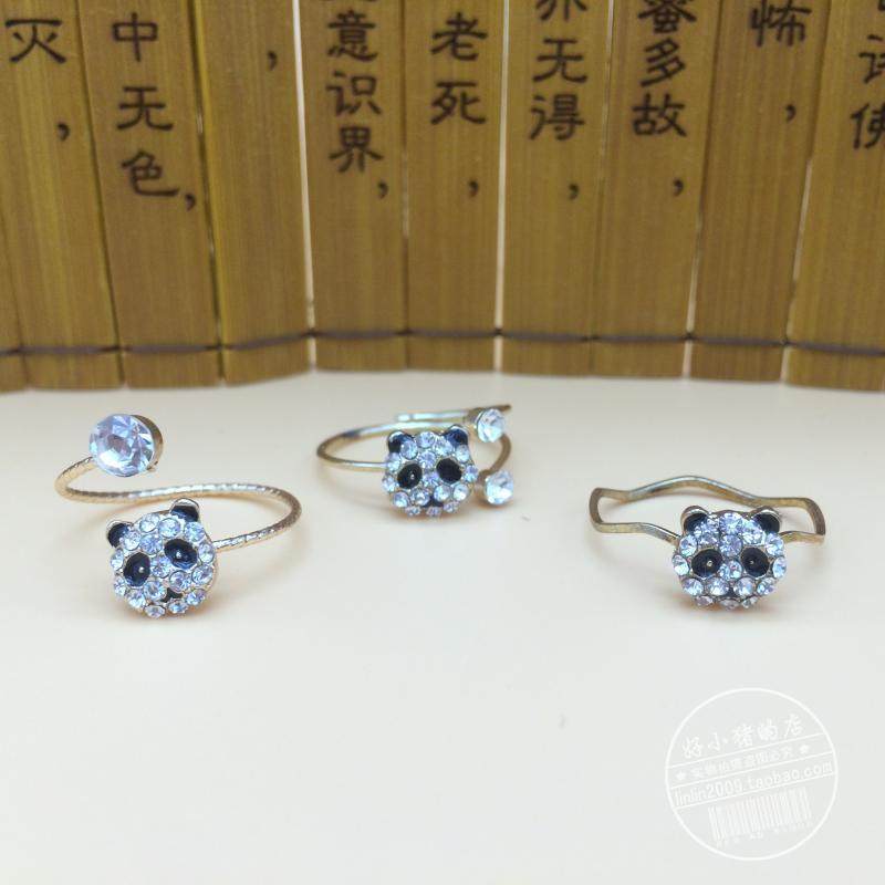 成都元素宽窄巷子锦里热卖水钻熊猫戒指指环可调节儿童小礼物手信