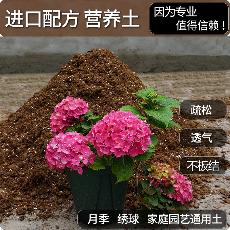 月季专用土泥炭土种植营养土绣球花绿萝盆栽养花通用型家用大包装