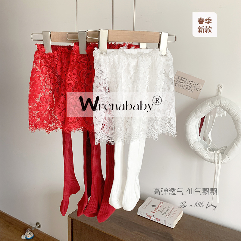 春秋女童蕾丝打底长裤