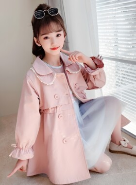 女童风衣2025新款儿童中长款外套