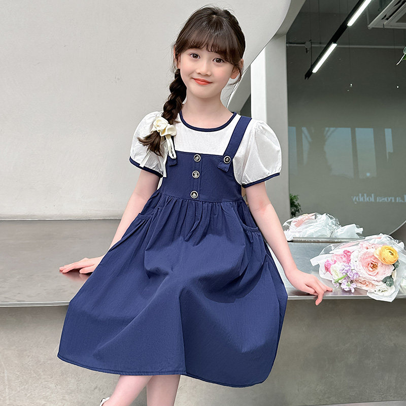 假两件女童连衣裙2026新款棉布裙