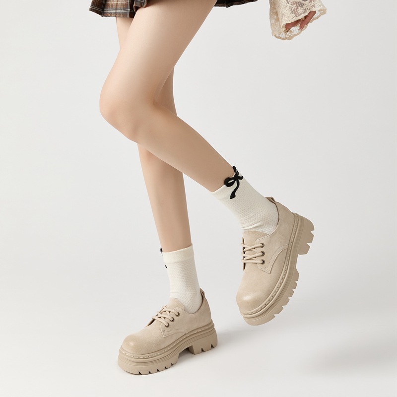 2025英伦风牛津鞋圆头一脚蹬乐福鞋女真皮低跟单鞋做旧小皮鞋